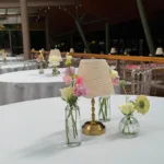 Beige lamp shade — event decor rental