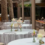 Beige lamp shade — event decor rental
