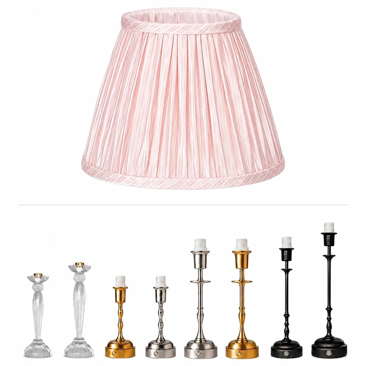 Light pink table lamp — event decor rental