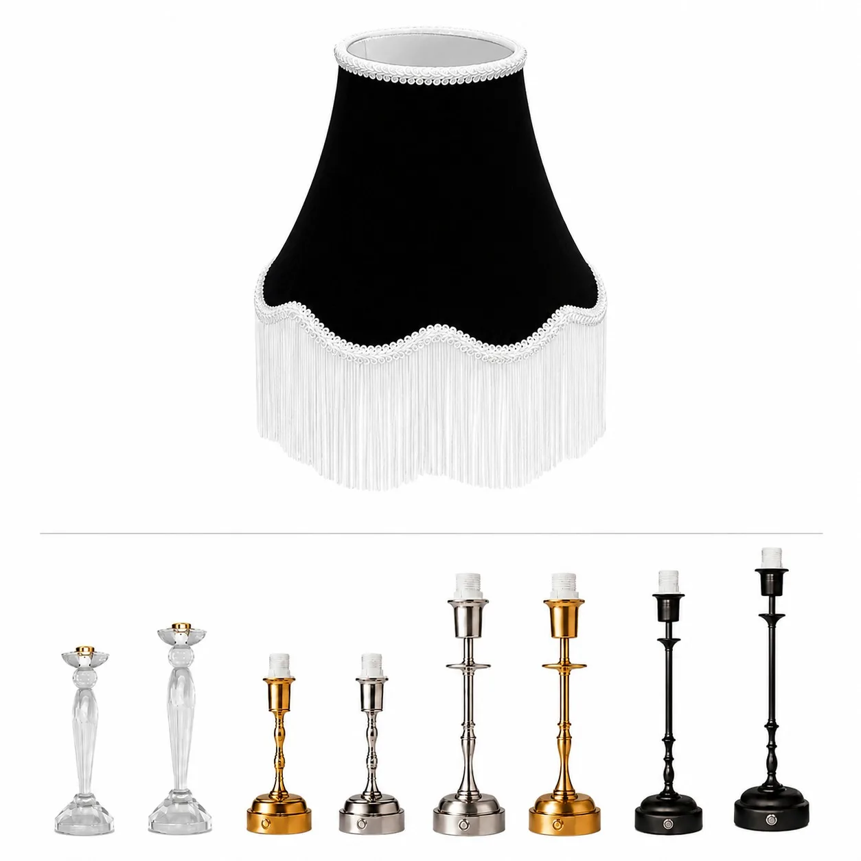 Black and white table lamp — event decor rental