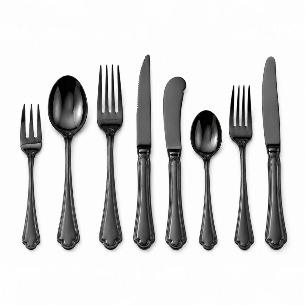 Black cutlery set – 8 pieces