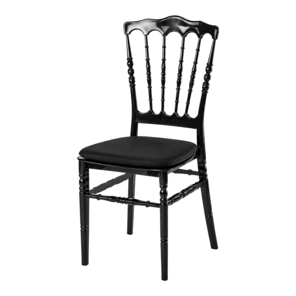 Black chair with black cushion