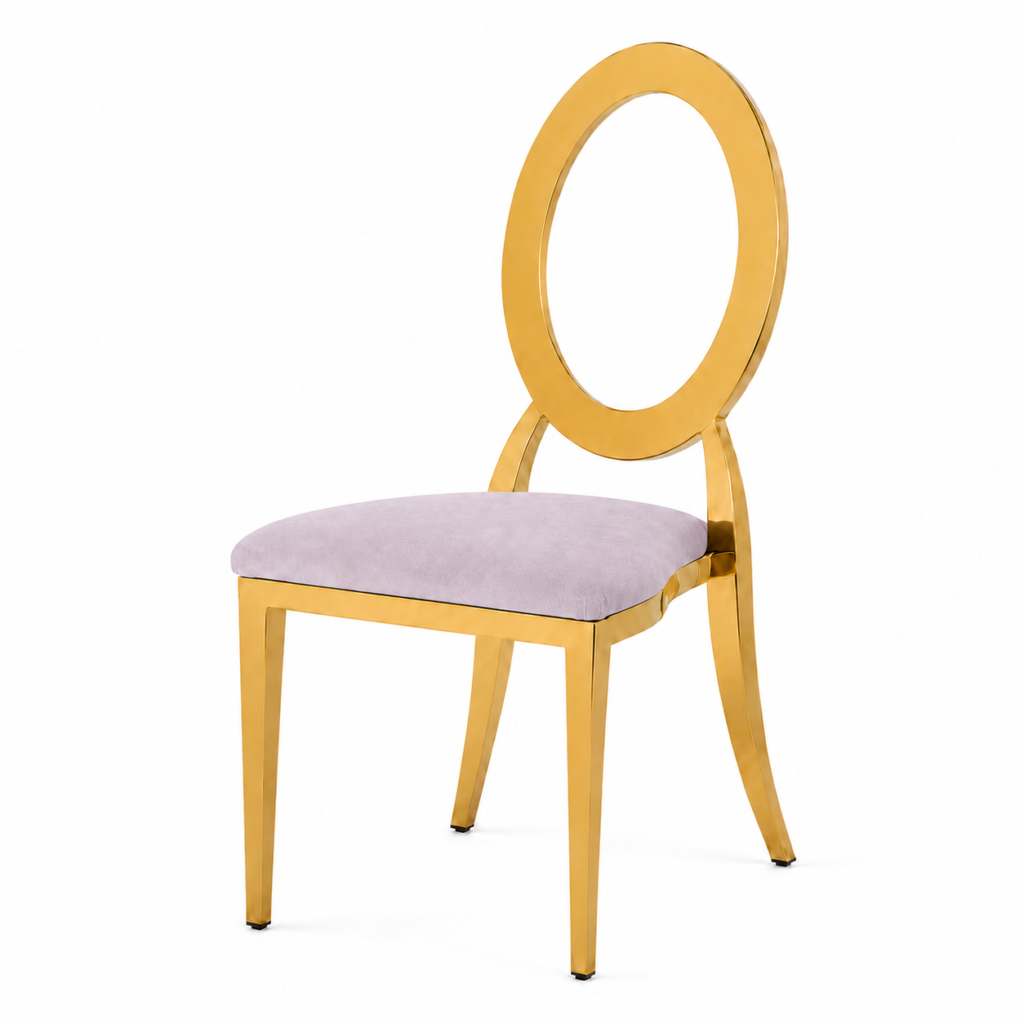 Gold chair with lilac cushion
