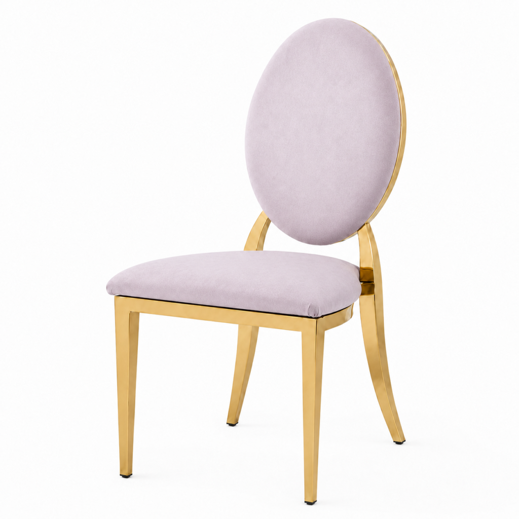 Gold chair with lilac cushion