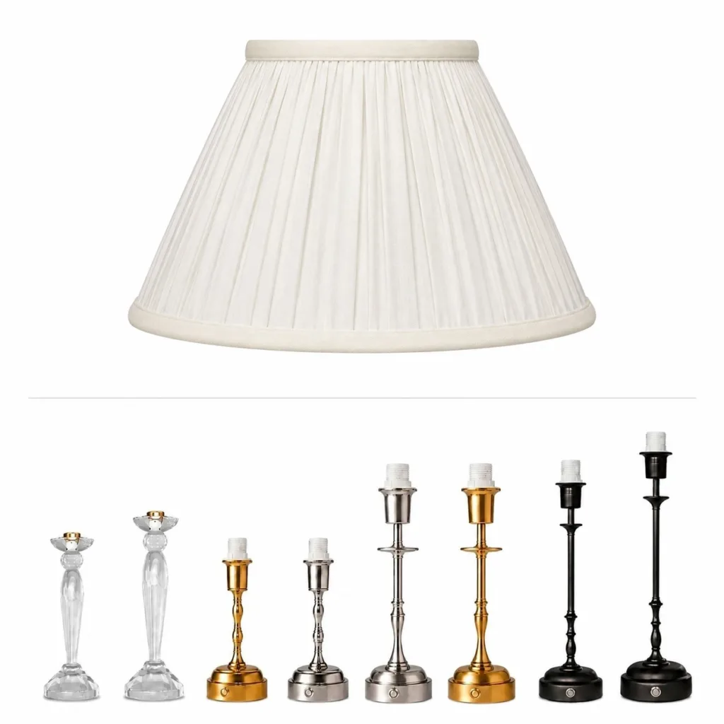 White cream table lamp — event decor rental