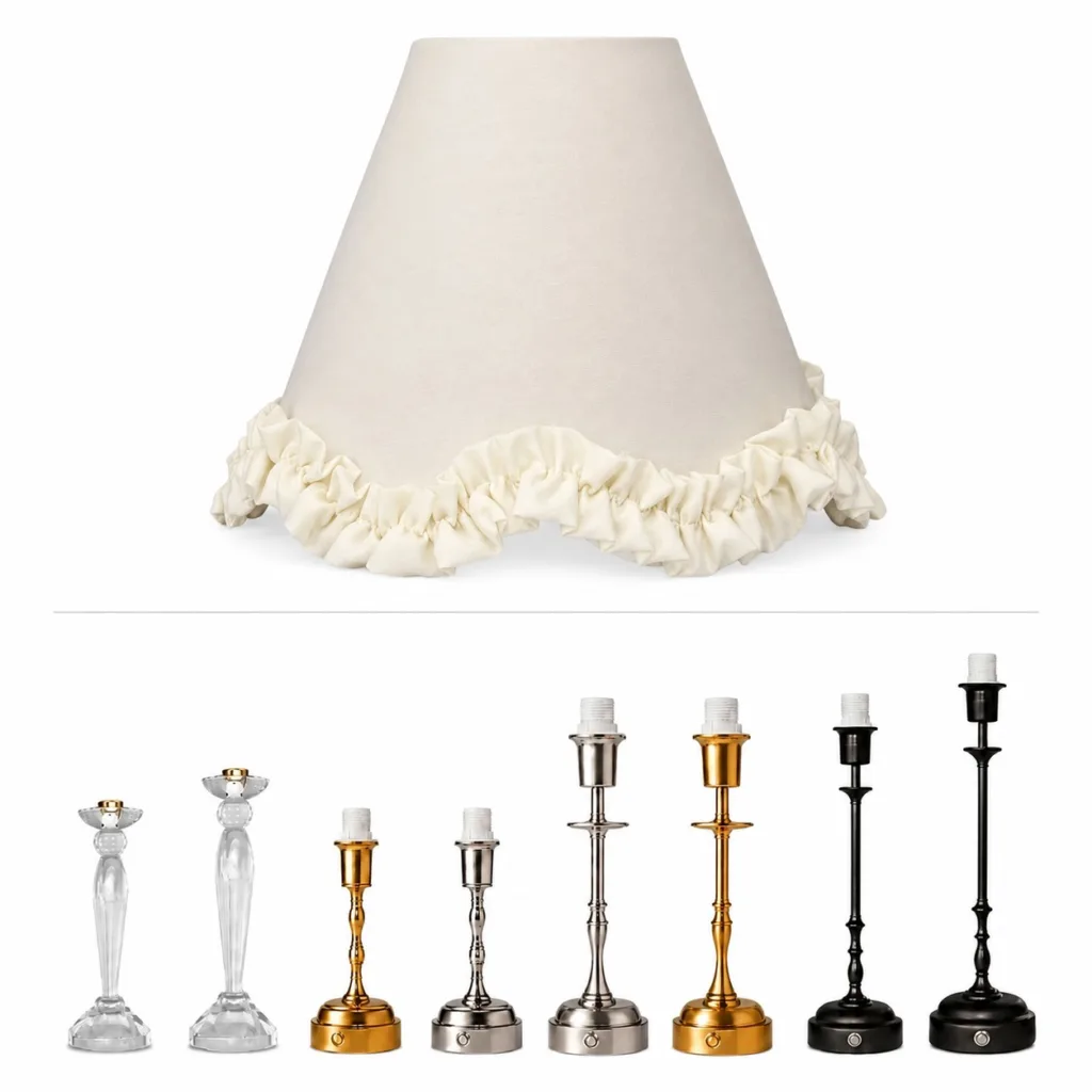 Light beige and white table lamp