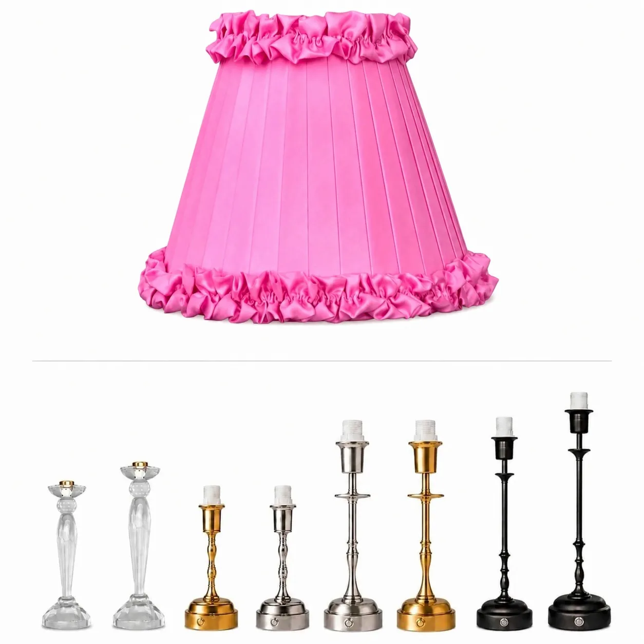 Pink table lamp — event decor rental
