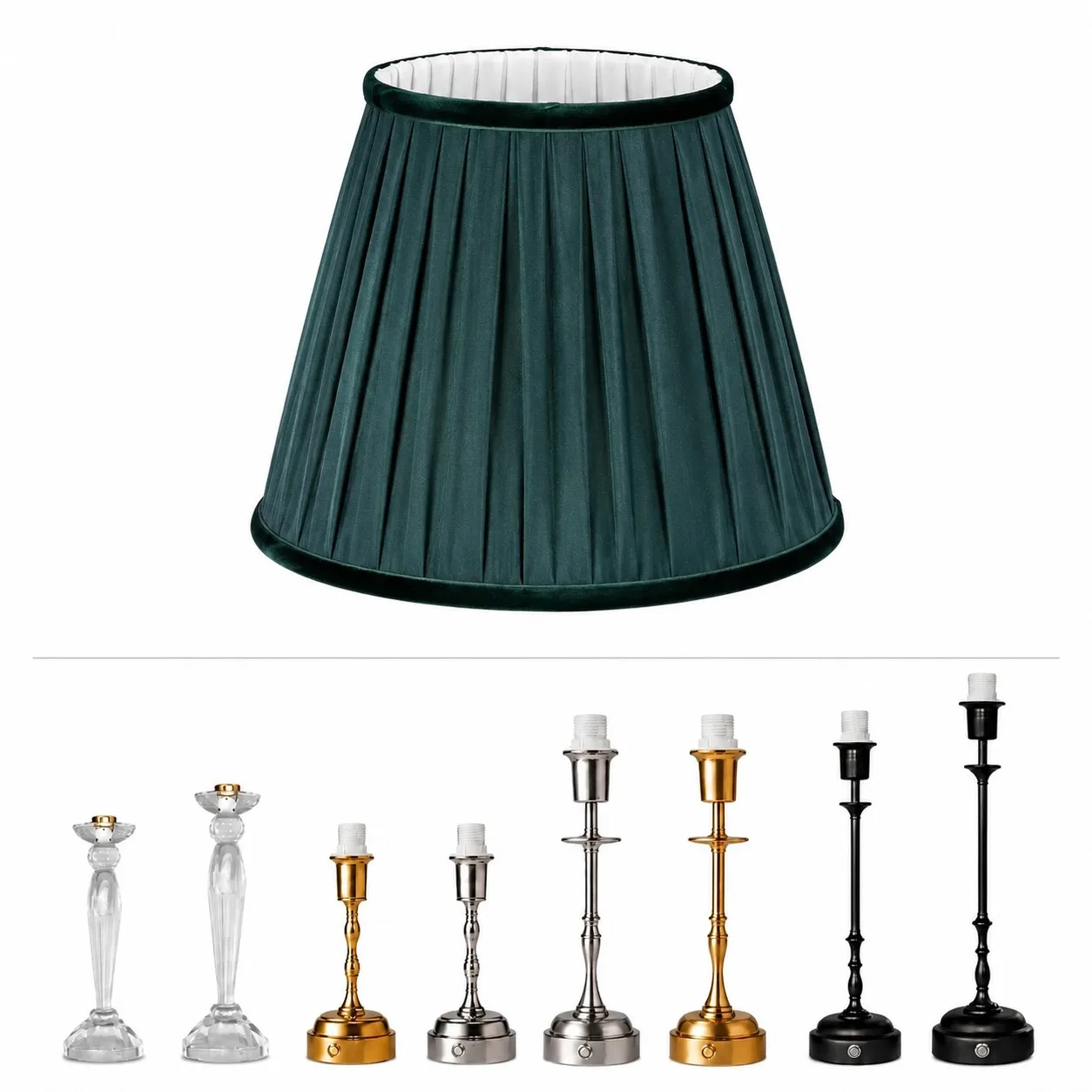Dark green table lamp — event decor rental