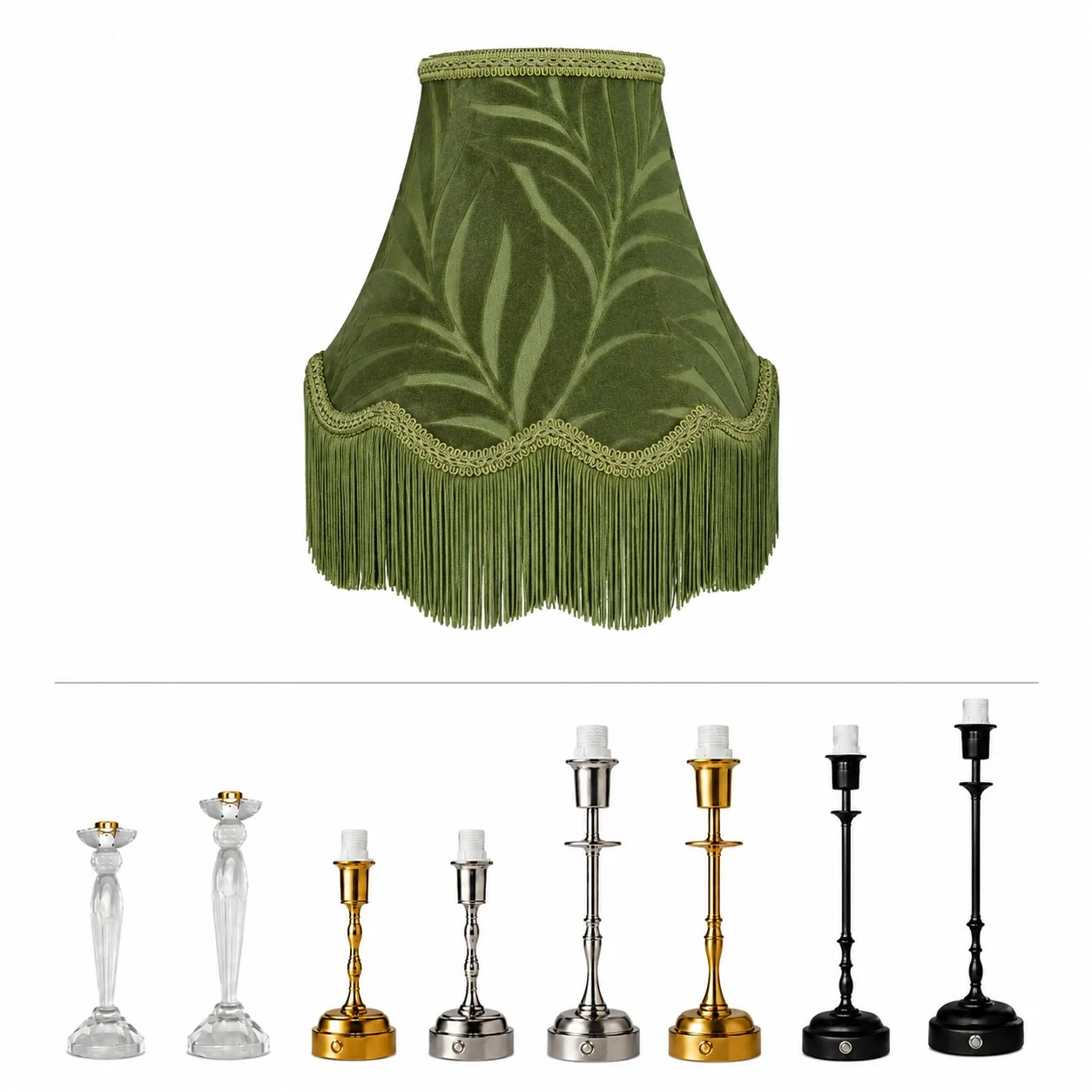 Green table lamp — event decor rental
