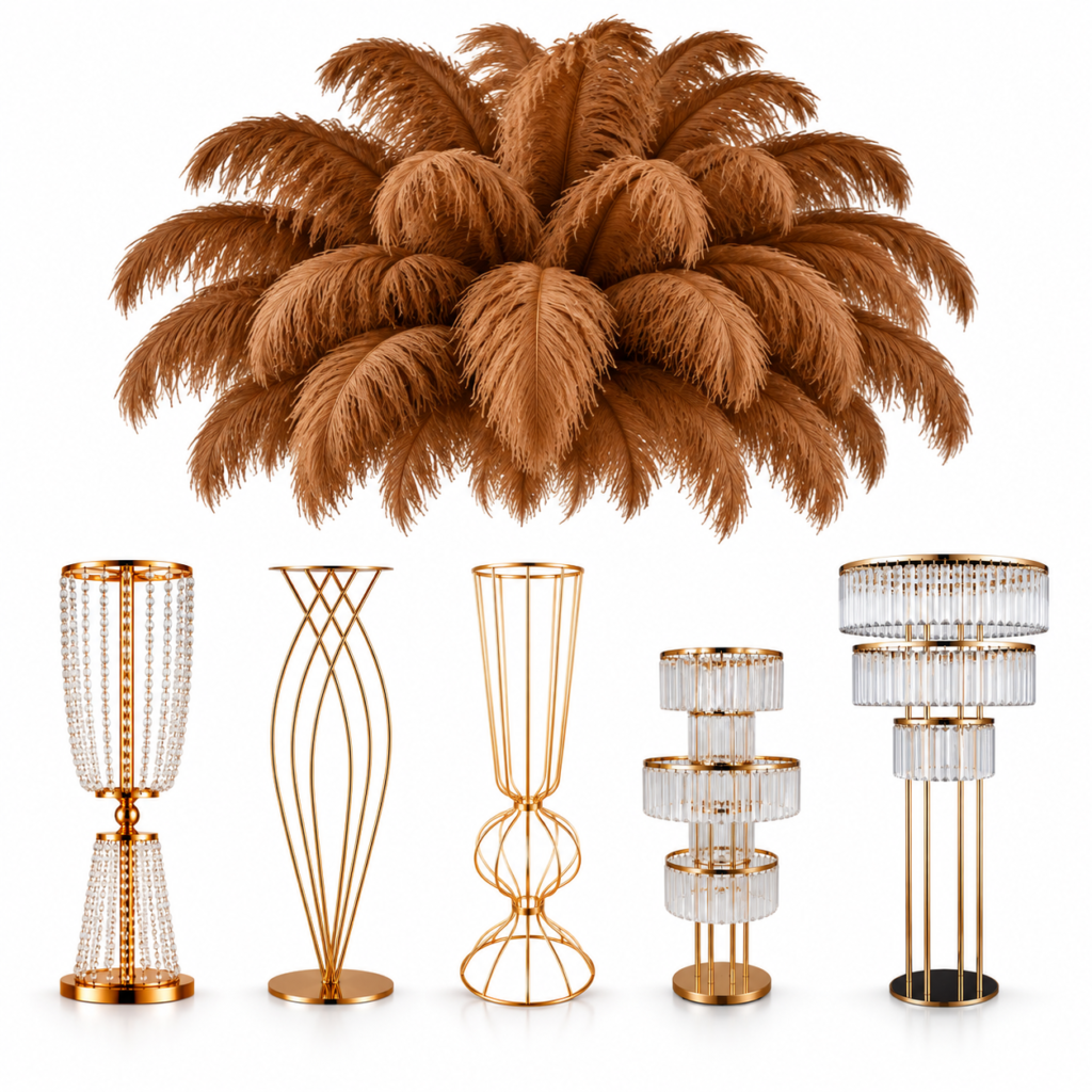 Brown feather centerpieces