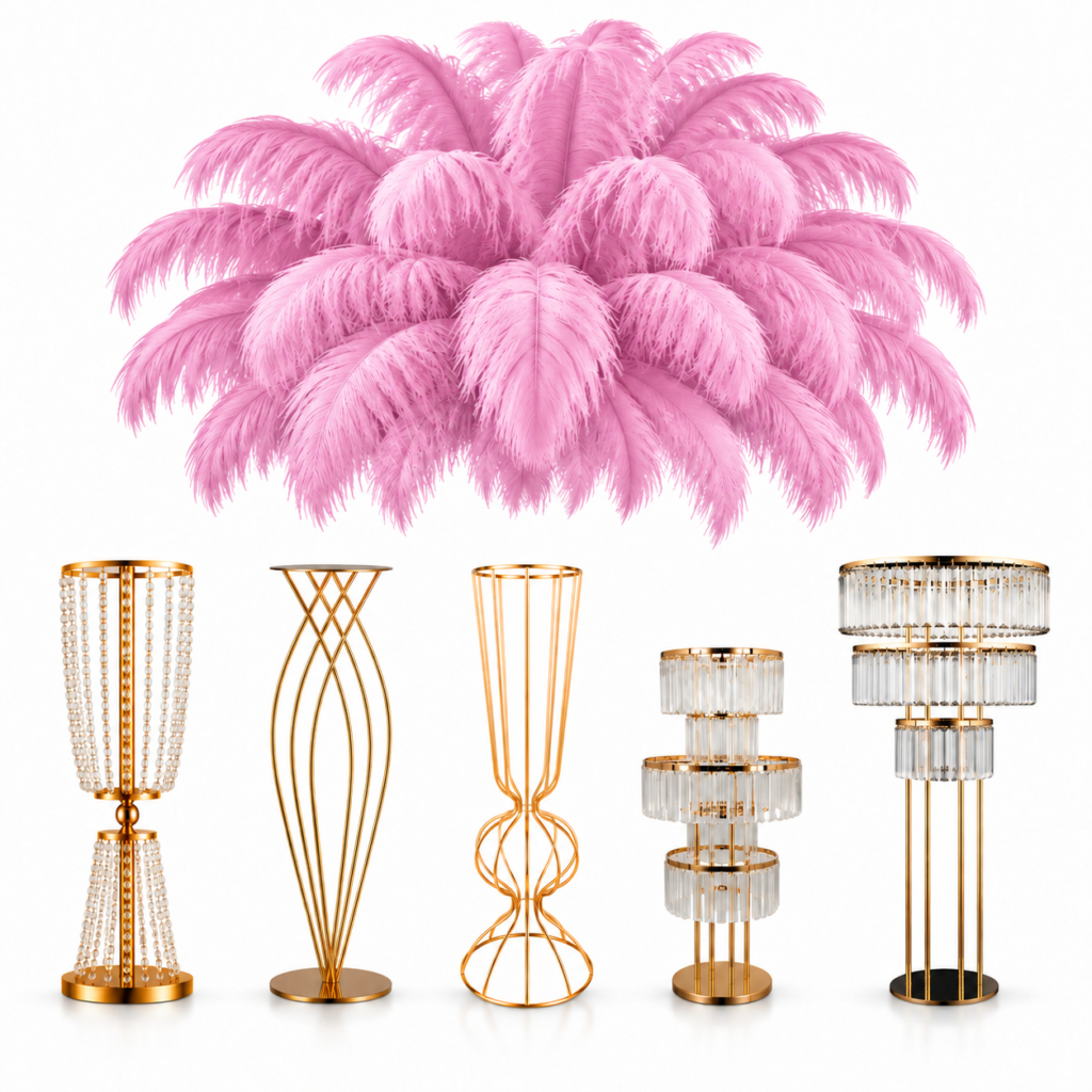 Light pink feather centerpieces