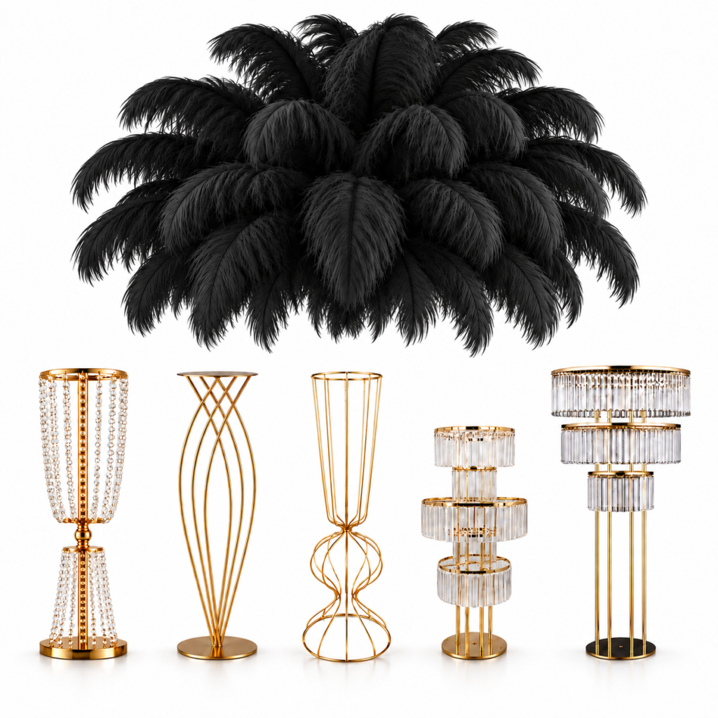 Black feather centerpieces