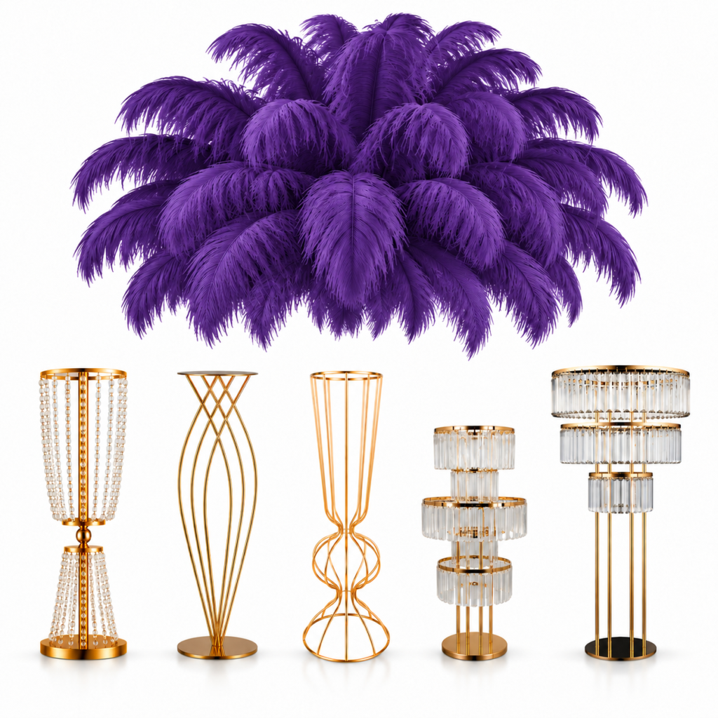 Purple feather centerpieces