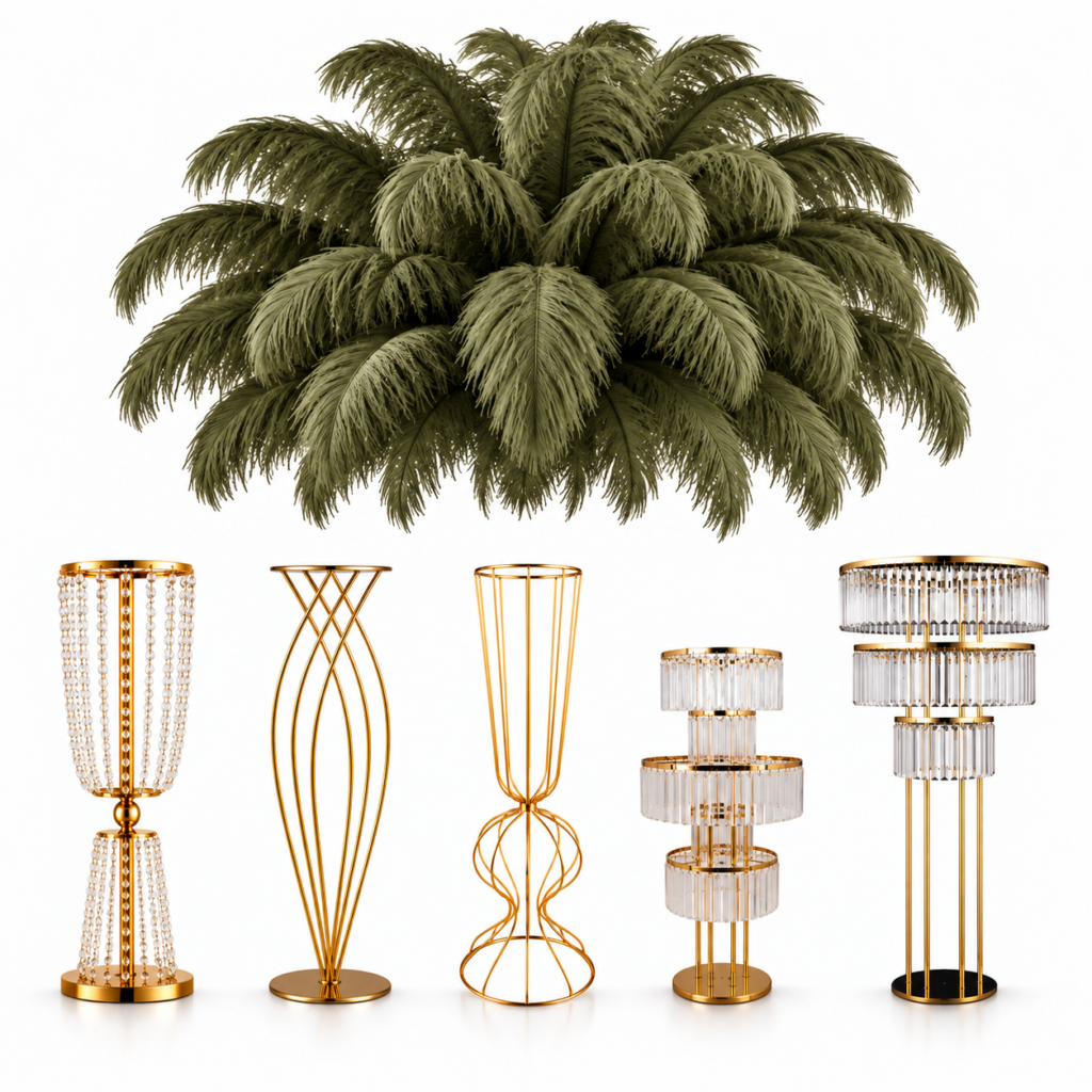 Green feather centerpieces