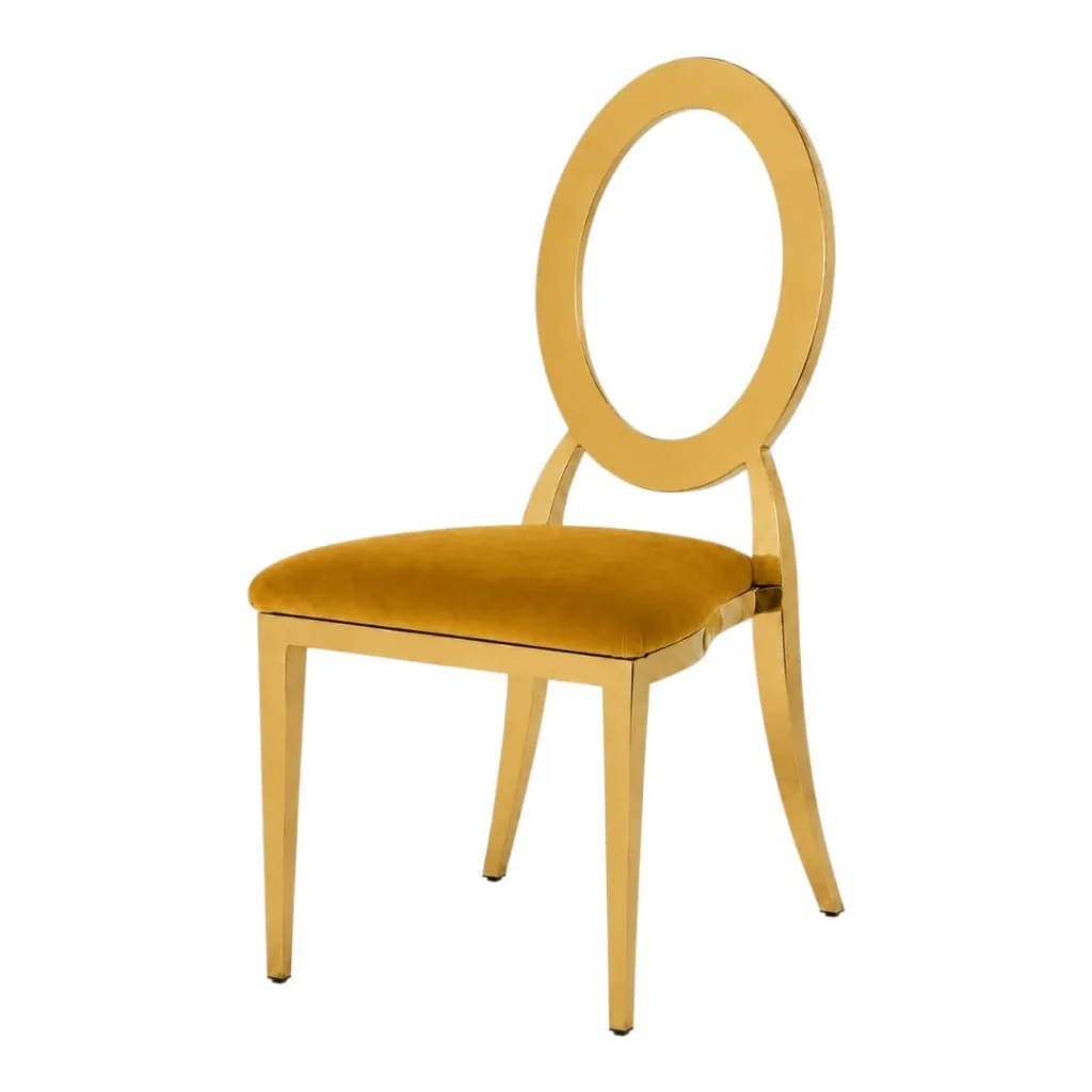 Gold chair with amber cushion